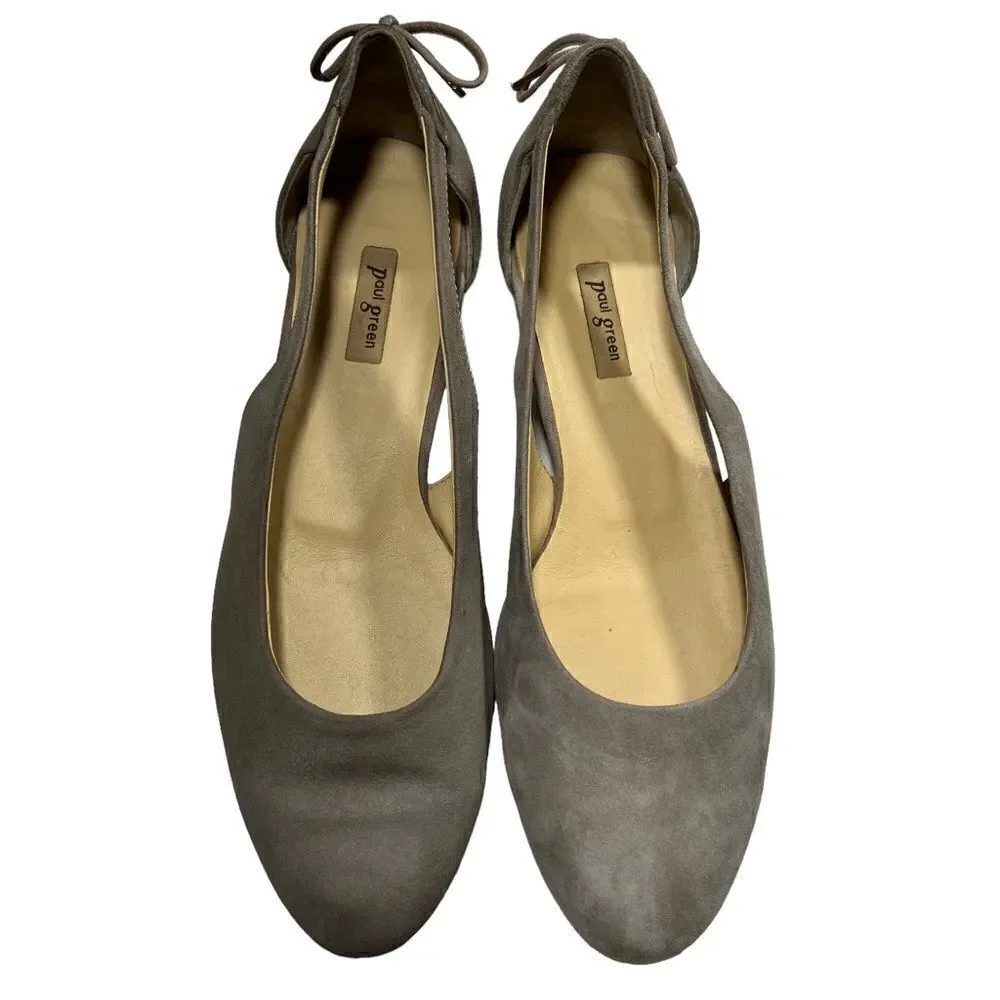 Paul Green Maureen Rosewood Suede Cutout Flats W/Back Bow Sz 3/5.5,  Gorgeous!